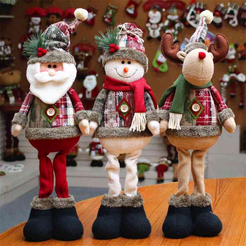 

Christmas Tree Decor Year Ornament Reindeer Snowman Santa Claus Standing Doll Home Decoration Merry Height 48cm 210911