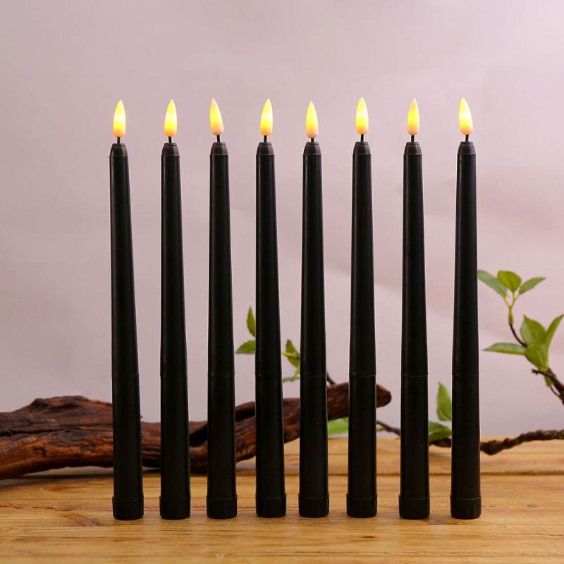 

Candles Pack Of 6 Black LED Birthday Candles,Yellow/Warm White Plastic Flameless Flickering Battery Operated Halloween