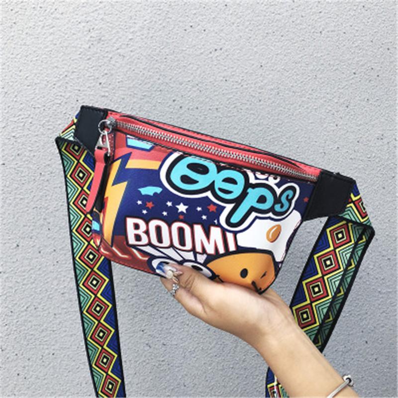 

Waist Bags MCJH&JMT Fanny Pack Bag Women Personality Belt PU Leather Graffiti Chest Handbag WIth Colorful Shoulder Waistbag, Blue