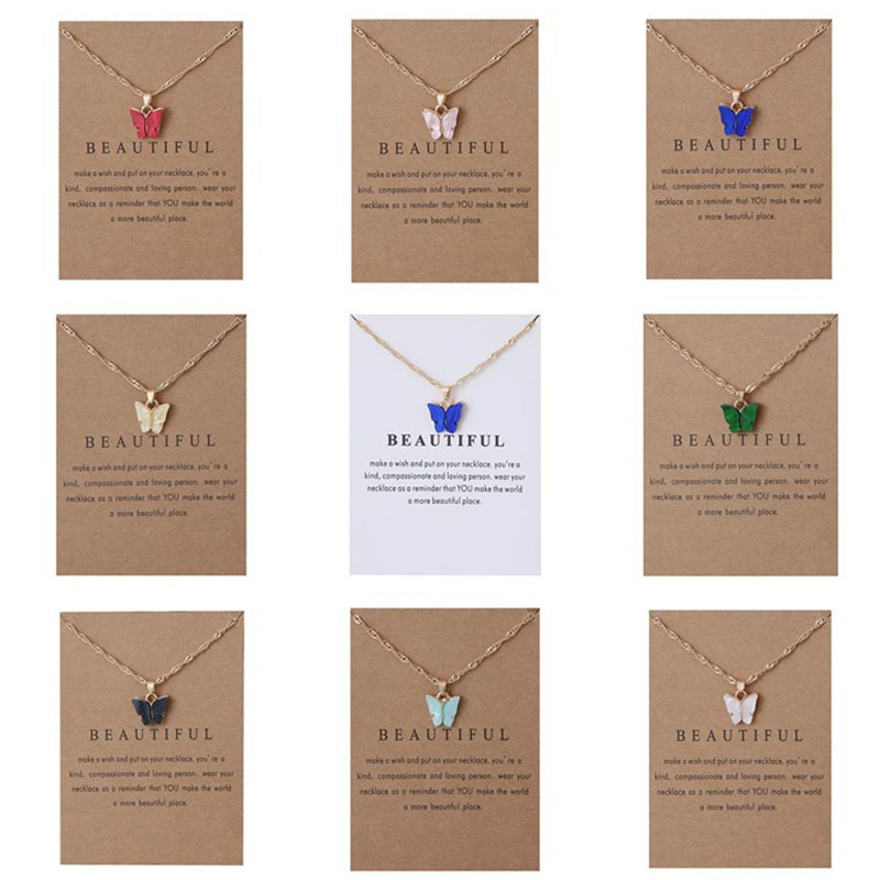 

Acrylic Butterfly Necklace for Women Pendant Necklaces Wedding Choker Collar alloy Jewelry