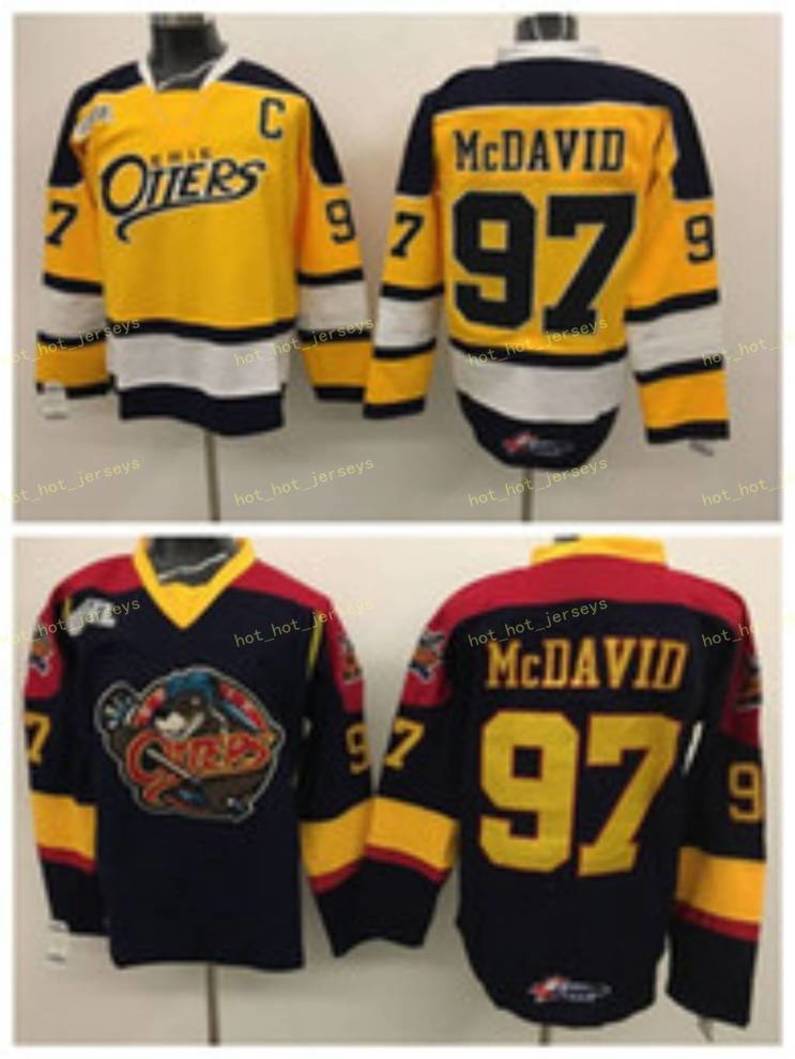 

NWT Erie Otters 97 Connor McDavid College Jerseys Edmonton OHL With COA Throwback Connor McDavid Ice Hockey Jerseys Men Color Black Yellow, As