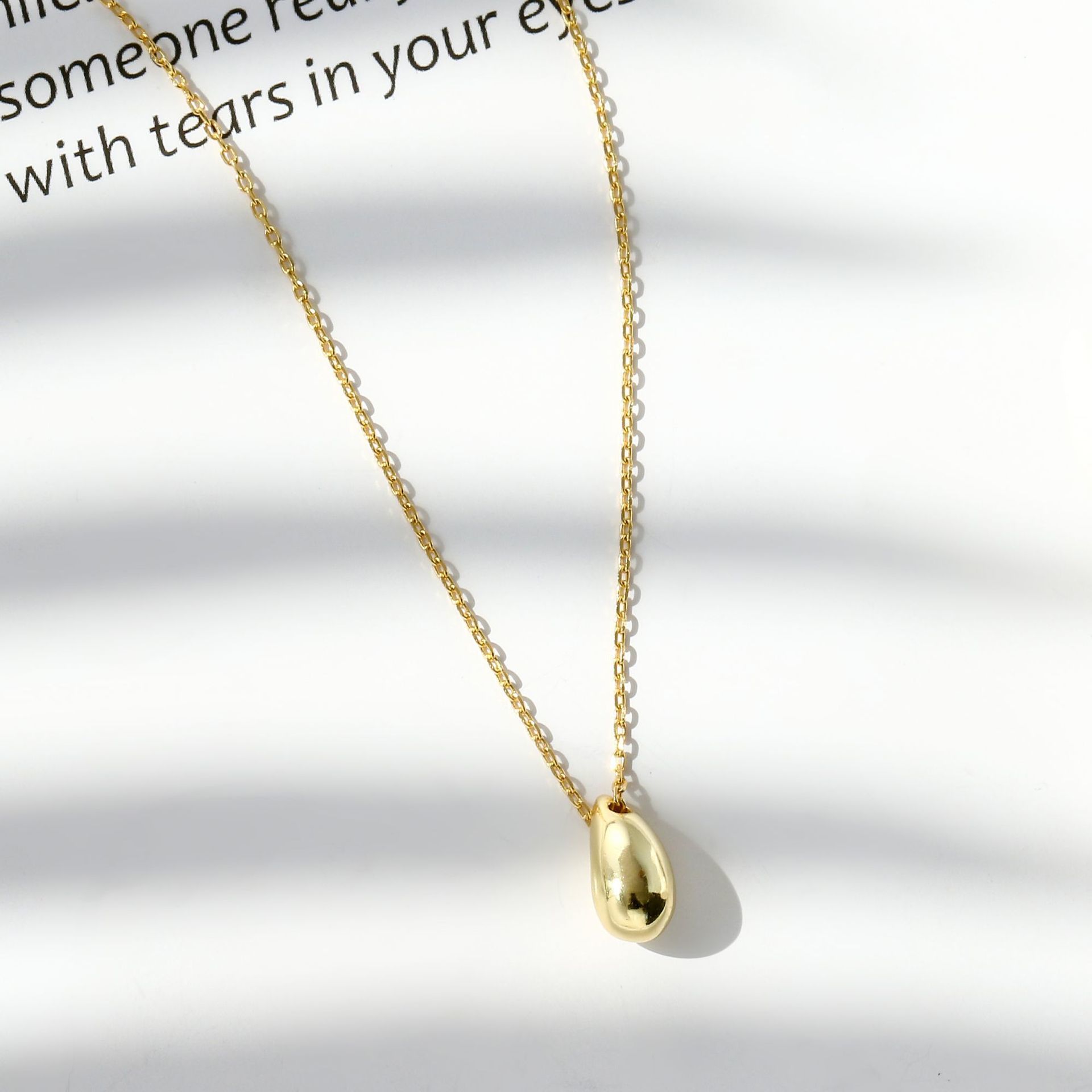 ORYANA 925 Sterling Silver Simple Gold Waterdrop necklace for women Classic Dainty Gift Fine Jewelry Best Gift Q0531-image-708444326