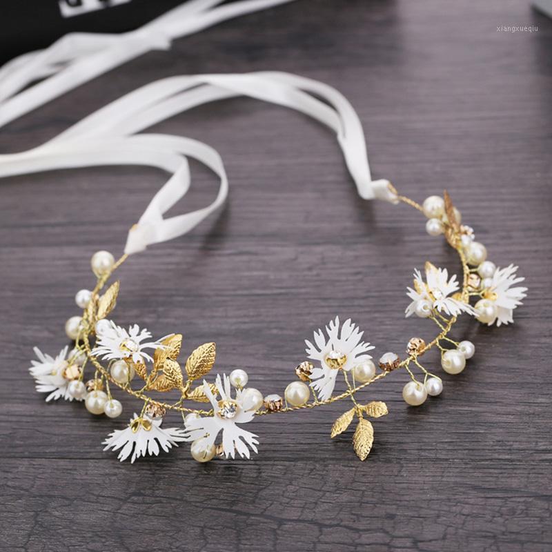 

Hair Clips & Barrettes Elegant Bridal Wedding Accessories Crystal Pearl Flower Girl Headband Ribbon Headpiece Jewelry For Woman, Golden;silver