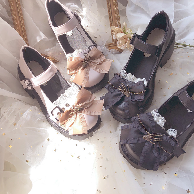 

Lolita Japanese Medium Heels Anime Punk Cosplay From the Round-headed Loli Kawaii Goth 5.5cm Wjj8