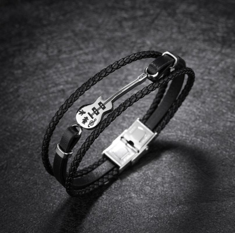 

Bangle Fashion Trend Classic Unique Rap Guitar Leather Bracelet Men's Sports Casual Party Jewelry Gift