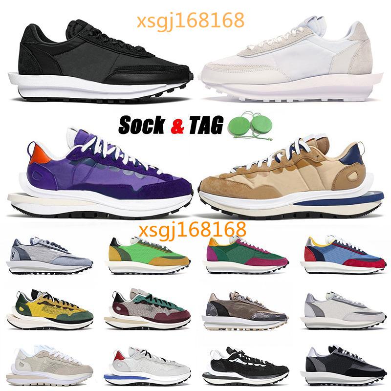 

2021 High Quality Sacais x Waffle Nylon White Black Casual Shoes Pegasus Vaporwaffle Mens Women Dark VaporWaffle Sneakers 36-45