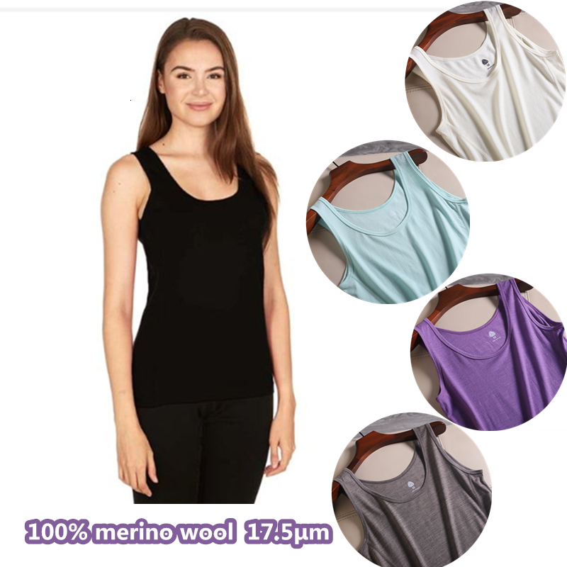 

2021 New 100% Top Running Hiking Sports Tank Tops Women's Merino Wool T-shirt Sleeveless Usa Size S-2xl Kp80, Khaki