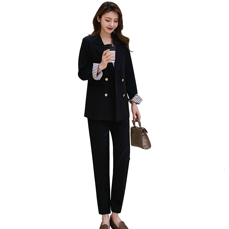 

2021 New Elegant Office Sets Long Sleeve Fasshion Casial Blazer and Set for Women Business Suits Ladies Tpa8, Blue