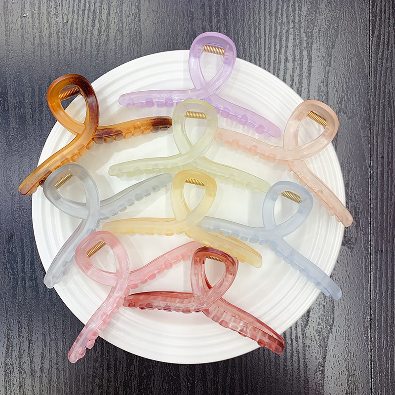 

Yamog Girls Frosted Translucence Cross Large Hair Clamps Mist Face Multi Color Bath Acetic Acid Hair Clips Claw Korean Women Ponytail Scrunchies Hairpins 11 CM