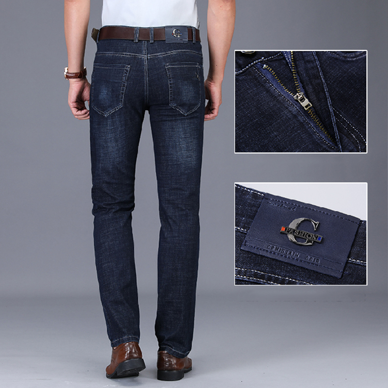 

2021 New Men Clothes Modis Homme Brand Mens Jean Smart Casual Denim Man Slim Fit Blue Black Stretch Regular Pantalon Perh, Blueblack
