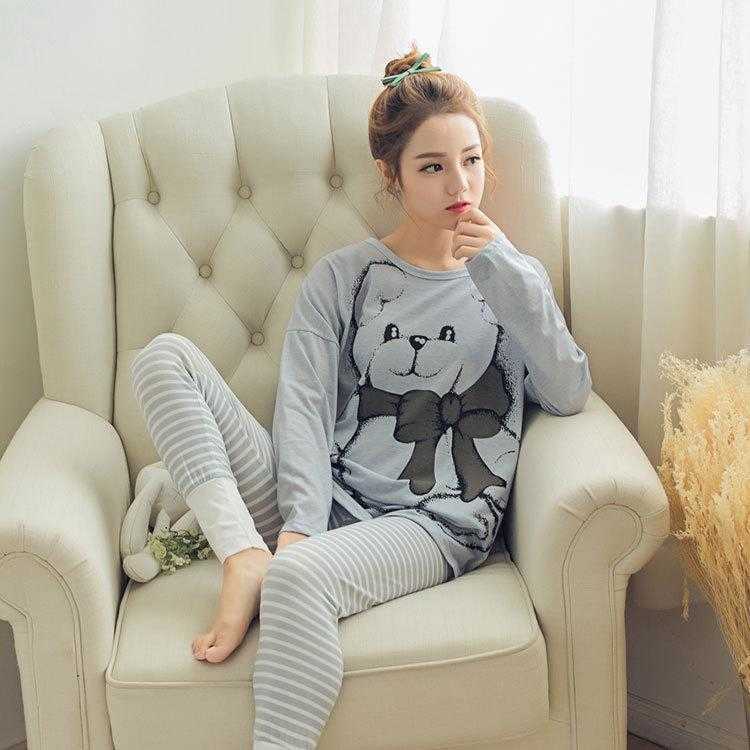 

ZITY Womens Pajamas Sets 2021 Summer Round Neck Cartoon Kawaii Totoro Cartoon Sleepwear Nighty Female Casual Autumn Winter A0603, Black;red
