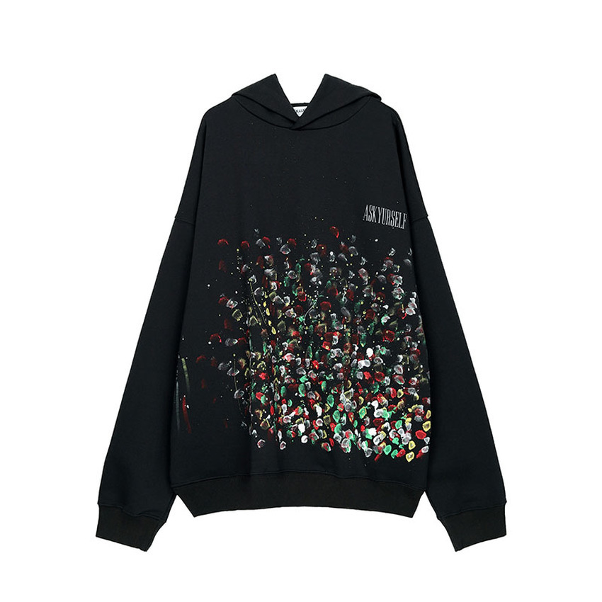 

2021 New Vintage Graffiti Hoodie Men Women 1:1 Cotton Ays Sweatshirts Manual Splash Ink Askyurself Pullover Hoody X02v