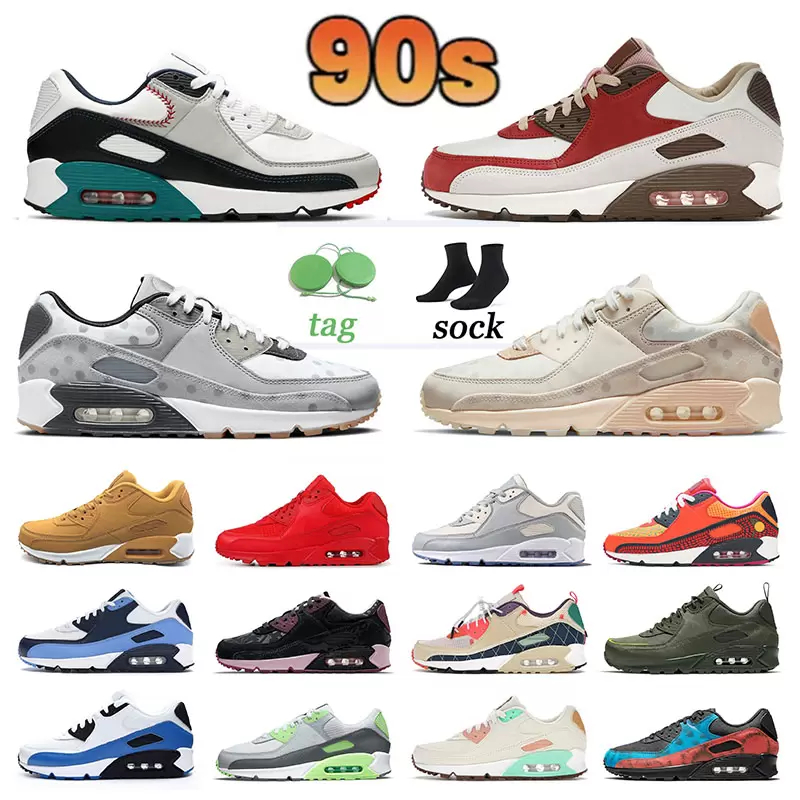 

Classic 90 90s Running shoes Big Size US 12 Mens womens Surplus Trail Team Gold Bacon Triple White Black Cork Shimmer Polka Dot UNC Trainers Off Violet Sports Sneakers, Box