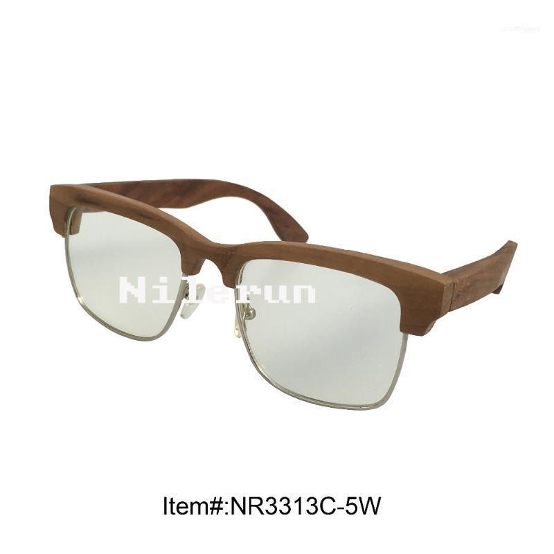 

Sunglasses Square Metal Full Frame Walnut Solid Wood Half Optical Reading Glasses1
