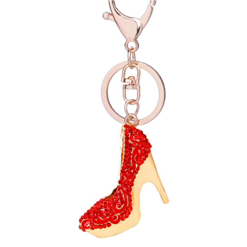 

Keychains 5PCS Creative Rhinestone High Heel Shoe Keychain Novelty Fashion Alloy Car Key Chain Ring Holder Bag Charm Gift Wholesale R087