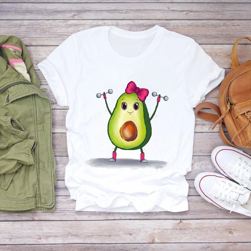 

men avocado fruit cartoon t shirt girl printed cute pint clothes summer graphic ladies mens tee, White;black