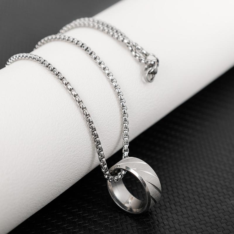 

Pendant Necklaces Titanium Steel Ring For Women Men Hippop Fashion Hip Hop Matte Neckalce Jewelry Gifts, Silver