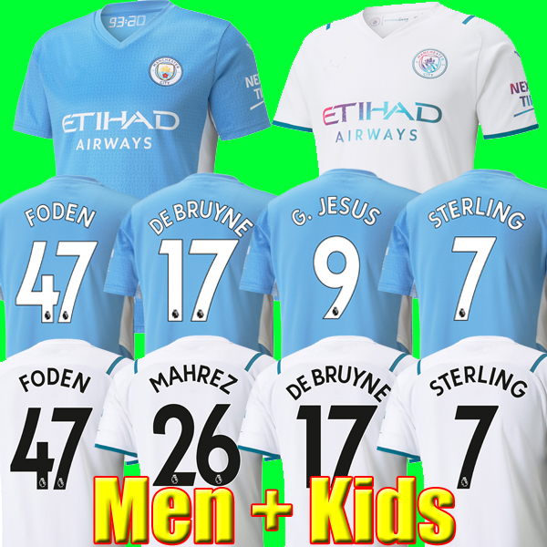 

Fans Player version Manchester soccer jersey 21 22 G. JESUS CITY STERLING FERRAN DE BRUYNE foden 2021 2022 football shirts MAN uniform men + kids kit sets, Home kids