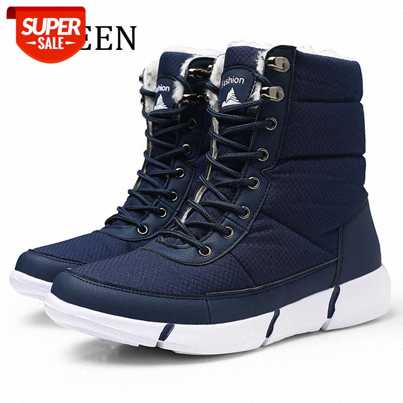 

YWEEN Keep warm Men Boots Platform Snow Boots Male thick Plush Waterproof Slip-resistant Winter Shoes Plus Size Lover's #Da3x