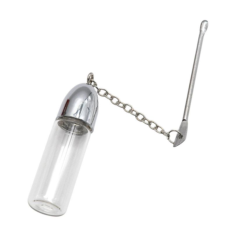 

Glass Empty Snuff Bottle (36MM/57MM/72MM) With Metal Spoon Snorting Snorter Container Storage Dispenser Case