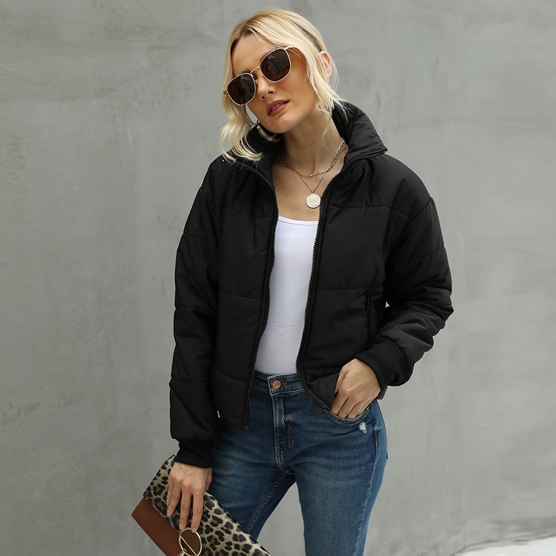 

Banulin Warm Autumn Winter Women Coats Fashion Long Sleeve Windproof Zipper Jackets Solid Slim Thick Female Casual Outerwear 210603, Black