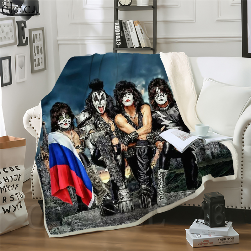 

CLOOCL New Heavy Metal Kiss Band 3D Print Harajuku Conditioning Blanket Sofa Teens Bedding Throw Blankets Plush Quilt