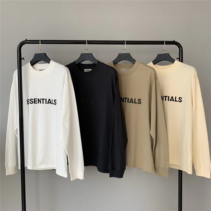 

2021 21fw New Best Quality Long Sleeve Fog T-shirt Men Women Tee Streetwear Cotton T381, Camel