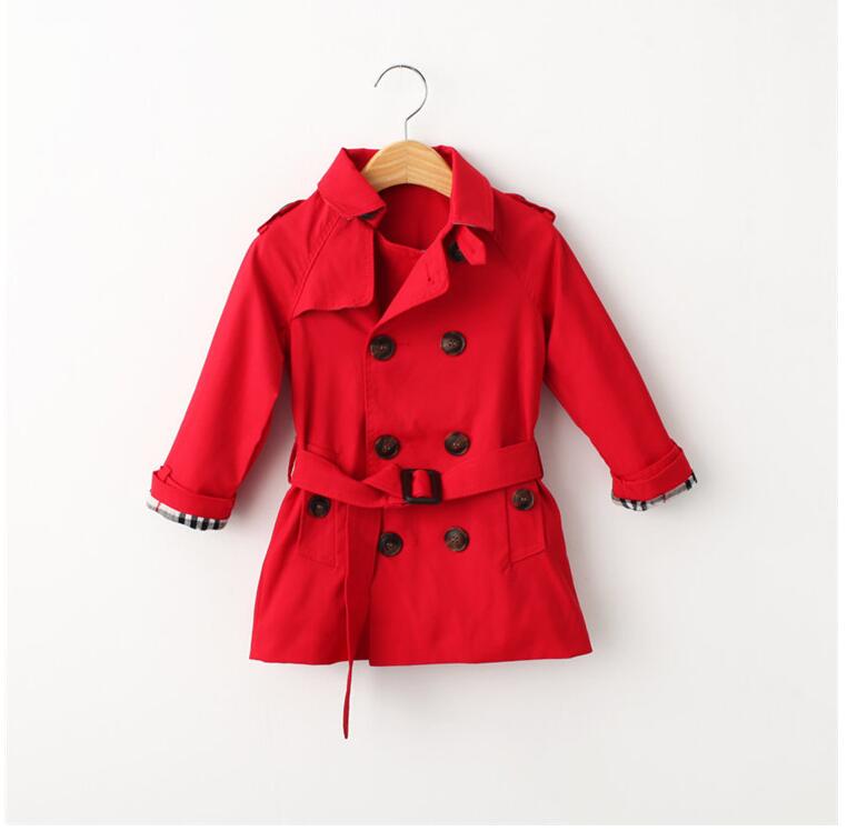 

3 Colors Fashion Boys Girls Long Style Tench Coats Fall Winter Children Plaid Double-Breasted Jackets Kids Girl Outwear 1-12 Years, Khaki