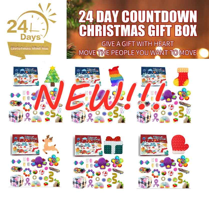 

NEW!!! 24pcs Fidget Toys Pack Mystery Box Advent Calendar Surprise Christmas Gift Box Antistress Simple Dimple Novelty Gifts WHT0228