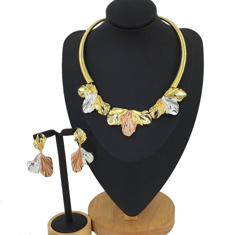 

Earrings & Necklace Yuminglai Arrivel 24K African Sets Jewelry Set For Women Italian Gold Plated FHK12237, Silver