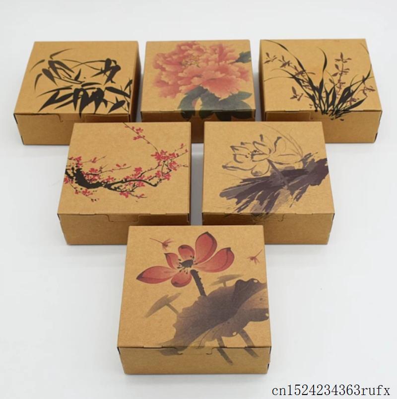 

Gift Wrap 200 Pcs Classic Candy Package Biscuit Box Chinese Ink And Wash Painting Style Mooncake