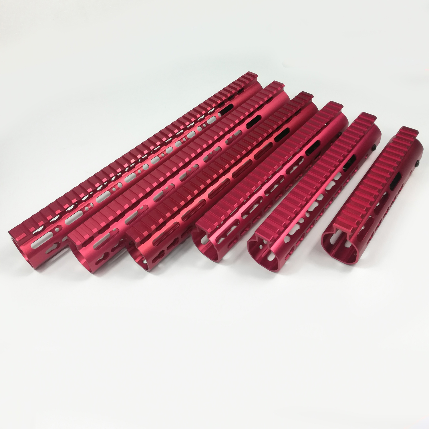 

7,9,10,12,13.5,15 inch ultralight Free Float Keymod Handguard Monolithic top rail Red Color Steel nut