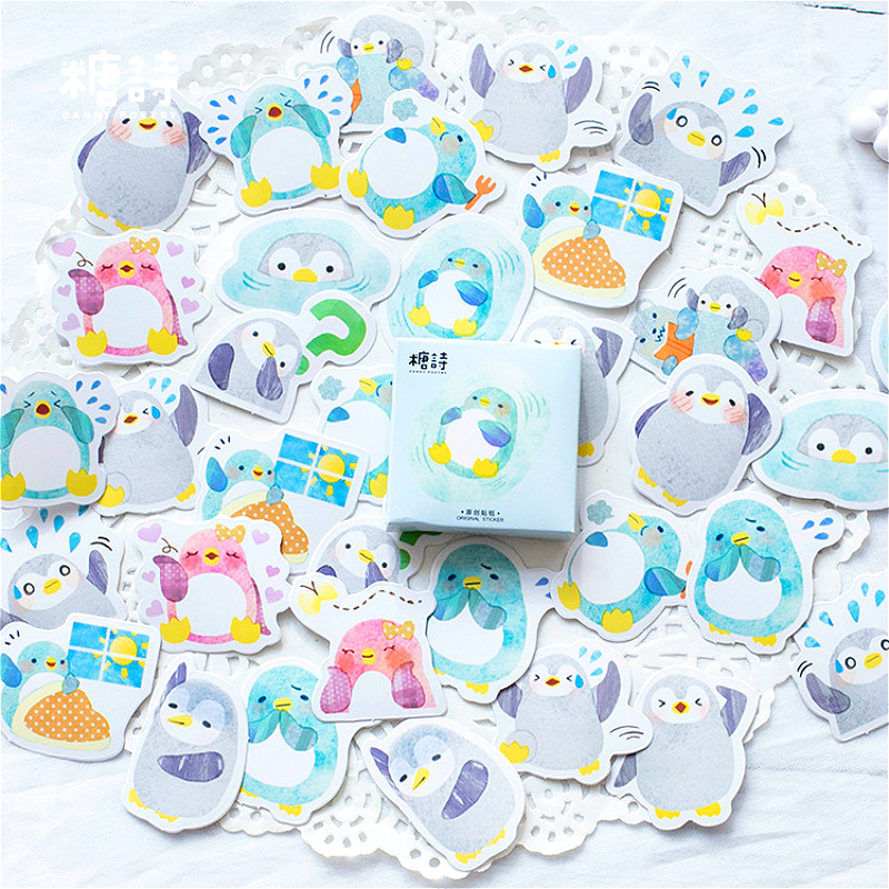 

5Pieces/Lot 2021 New Cartoon Penguin Stationery Sticker Handmade Label Delicate Shine Adhesive Scrapbooking Planner Diary Stickers