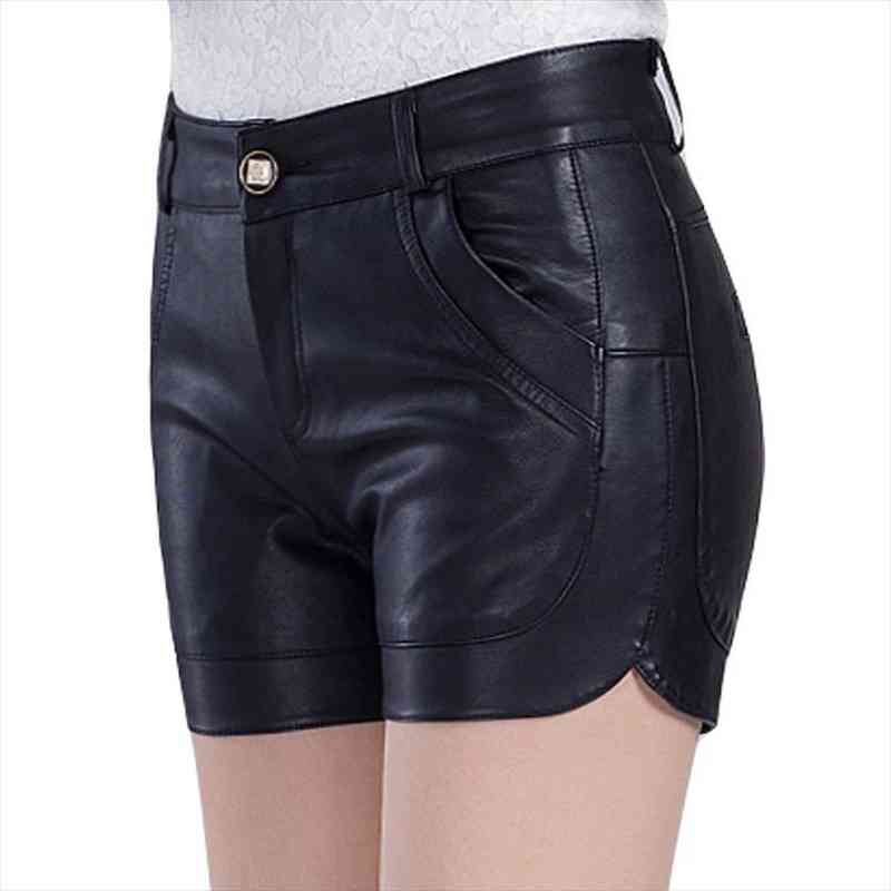 

4xl Korean Pu Womens Short Faux Leather Autumn Spring High Waist Wide Leg Ladies Plus Size Sexy Black Femme, White;black