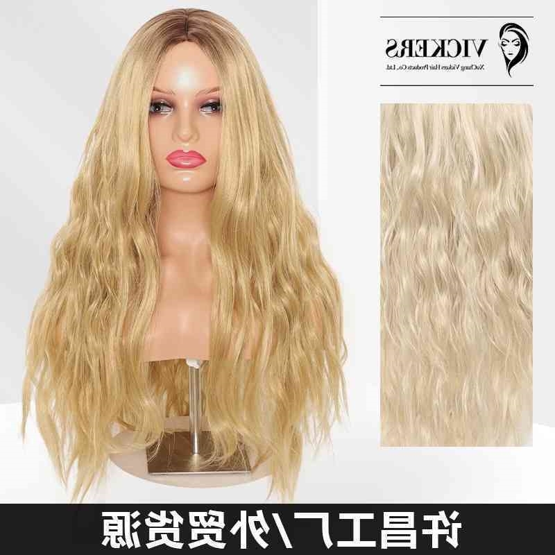 

wave headset female big gradient white gold long curly hair chemical fiber
