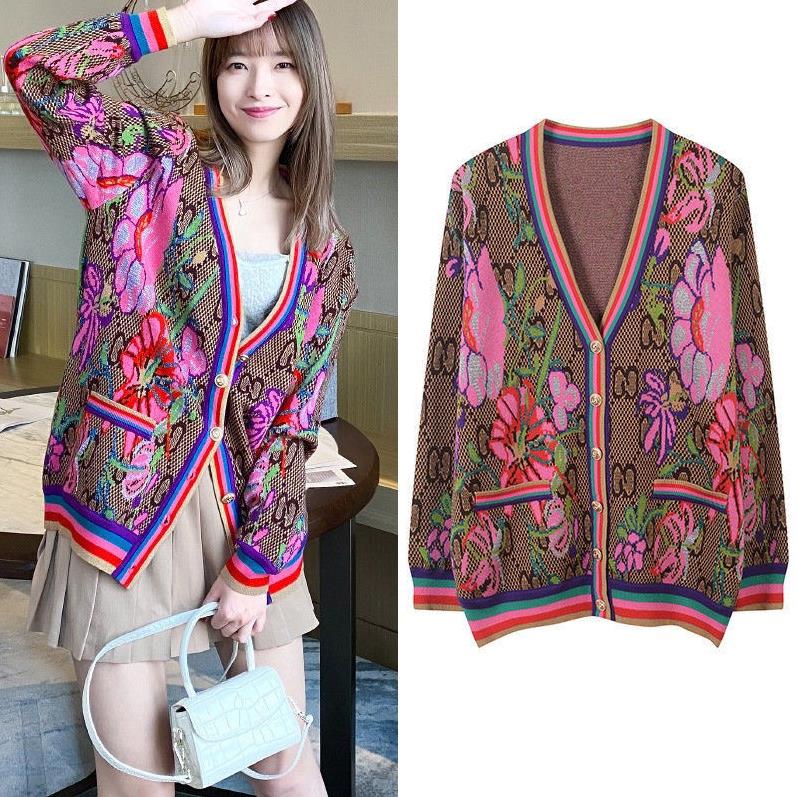 

Women Designers Clothes Women Sweaters Winter Cardigan Cashmere Blend Fashion Women High Quality Sweaters floral cardigan sweater, White;black