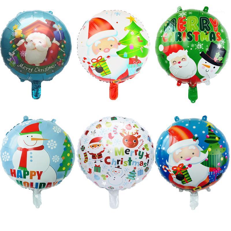 

Party Decoration 18inch 5pcs Christmas Round Santa Claus Aluminum Balloon Article Snowman Tree Year