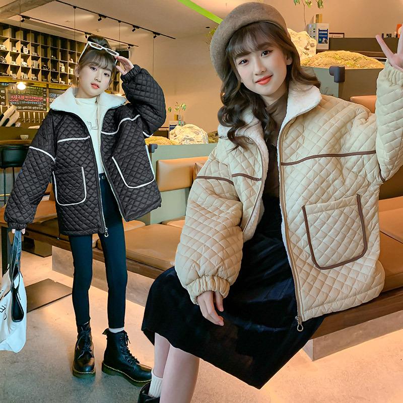 

Down Coat Teen Girls Winter Fleece 8 10 Years Elegant Warm Jackets 2021 Children Clothes, Blue;gray