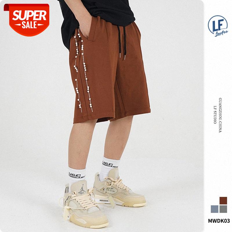 

LawFoo country men's side beaded five-point pants loose casual shorts #x97O, Black