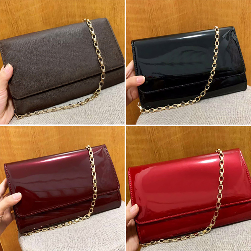

Classic Designers Shoulder Bags Handbags High quality Woman Fashion Genuine Leather Crossbody Envelope Evening bag Women Flap Letter clutch chain purse wallet, Patent leather-nude pink