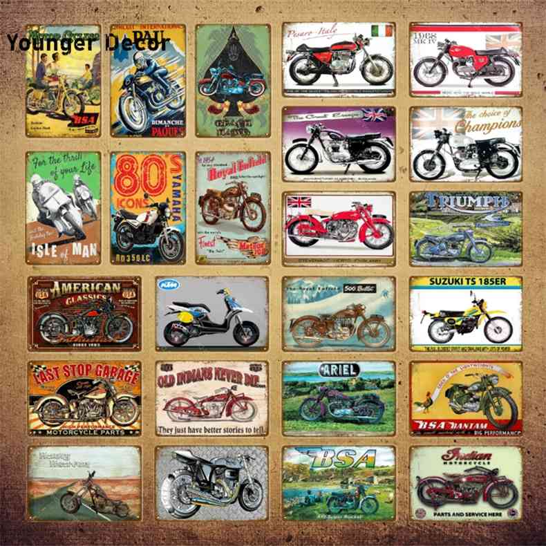 

American England Classics Motorcycles Metal Signs Vintage Wall Poster For Pub Bar Garage Club Home Decor Art Sticker YI-0051