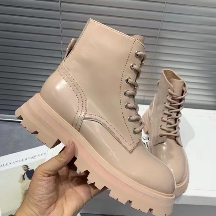 

Newest Designer ankle boots women shoes logo fashion luxury elegant metal good matching high quality 34-40, Nude