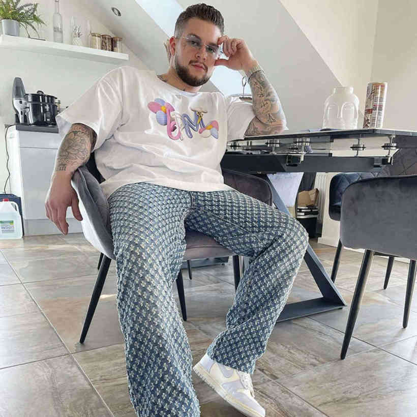 

6 Season Colorful Print oversized Streetwear Y2K Men Women vintage T-shirt Pair Clothing, Black