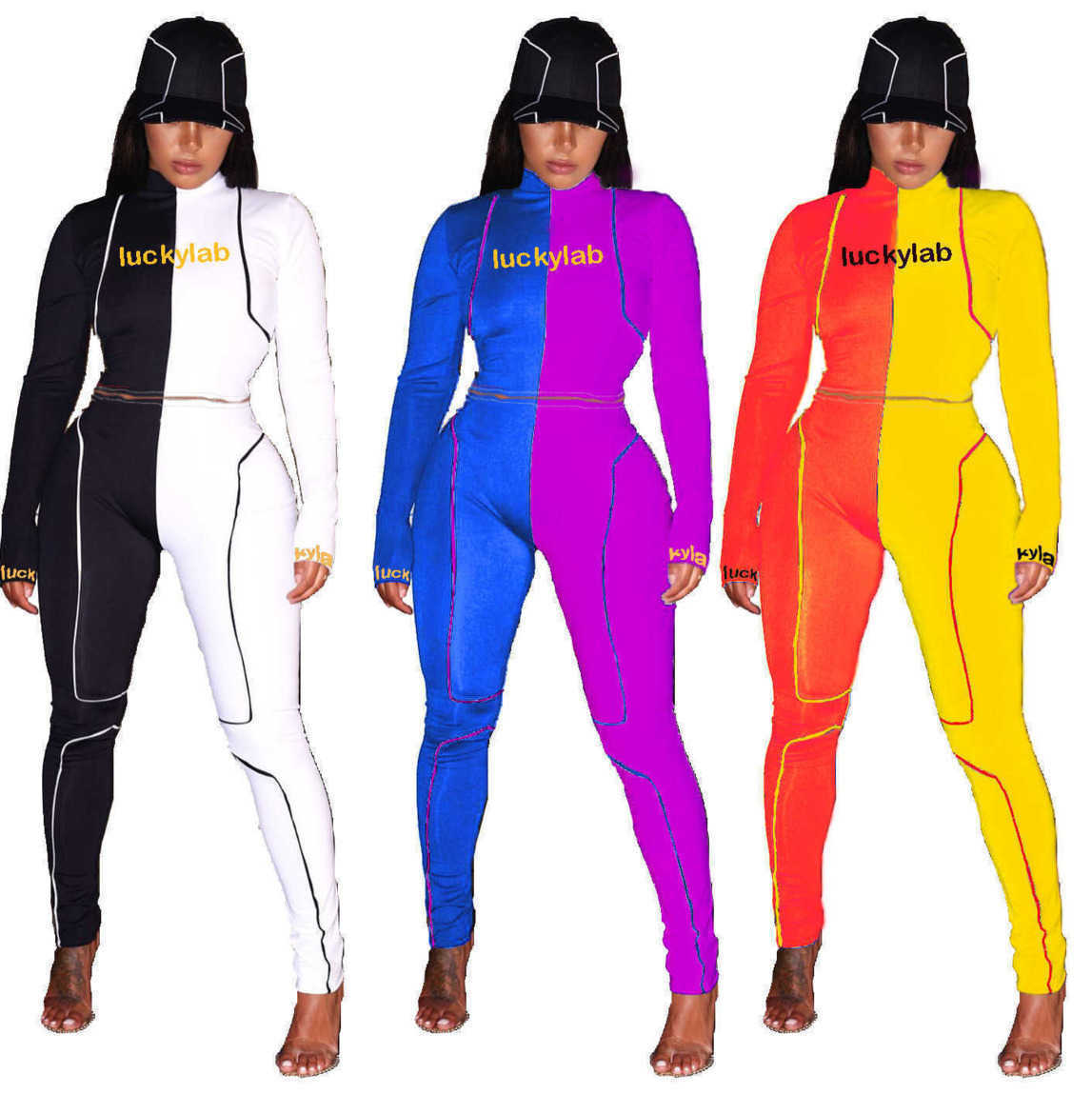 

Women 2 Piece set tracksuits Fashion Contrast Color suit Letter Print long sleeve T Shirt and Pencil pants Sports Ladies casua Joggingl, Mix or leave a message