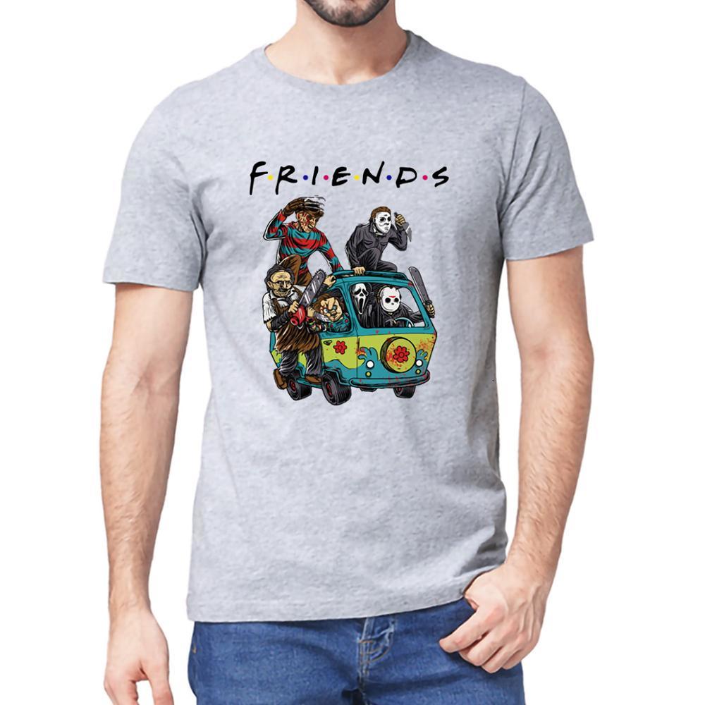 

100% cotton Unisex T-shirt, soft, Halloween gift, M / F, with Michael Myers, Jason Voorhees, White;black