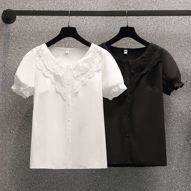 

Summer Blouse Shirt For Women Fashion Short Sleeve V Neck Casual Office Lady White Shirts Tops Japan Korean Style 210604