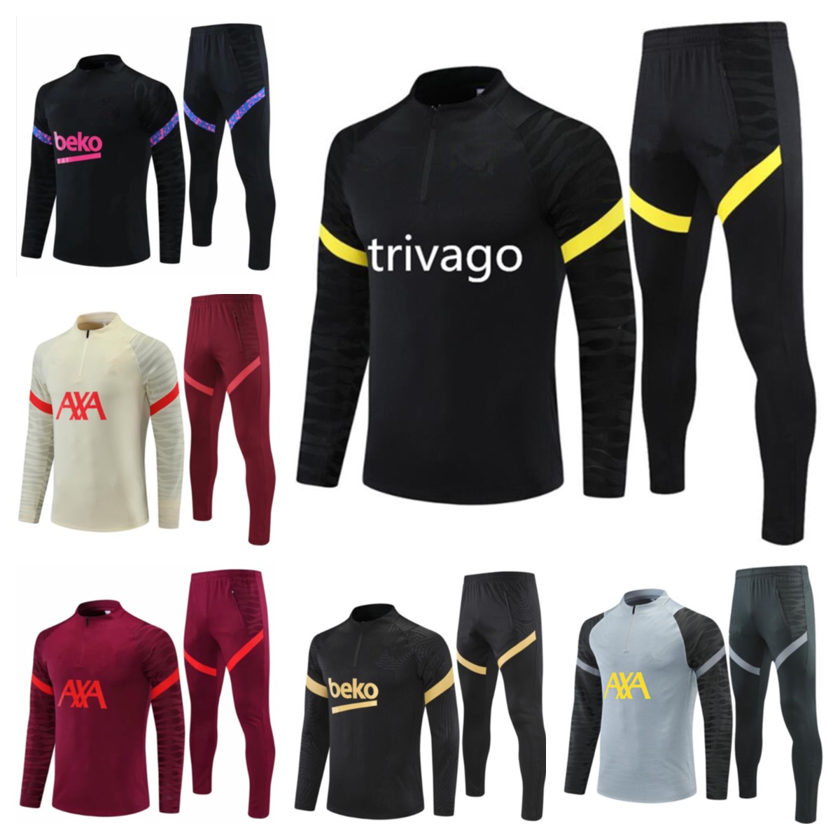 

2021 2022 mens soccer tracksuit survetement de football training suit 21 22 Men kids Maillot full zipper jacket Tracksuits sportswear