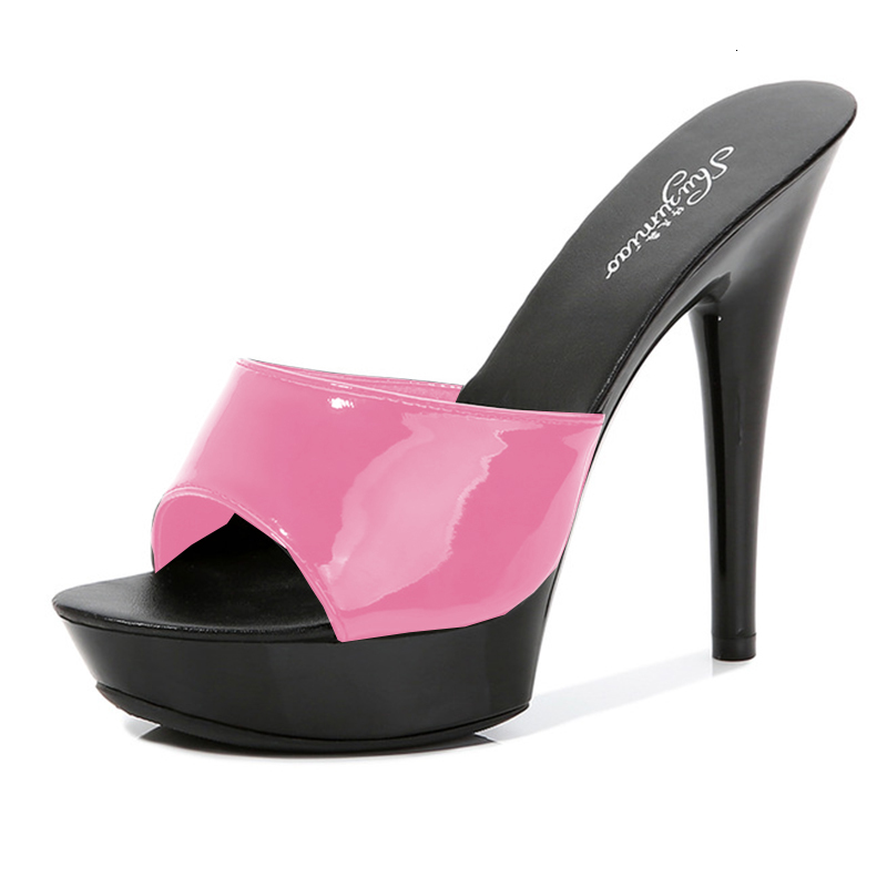 

2021 New Thin-heel Shoes Two Inches High-heeled Women Will See Platform-wearing Bootstraps Sexy Patent-leather Strippers Sandals 3ljz, Olini