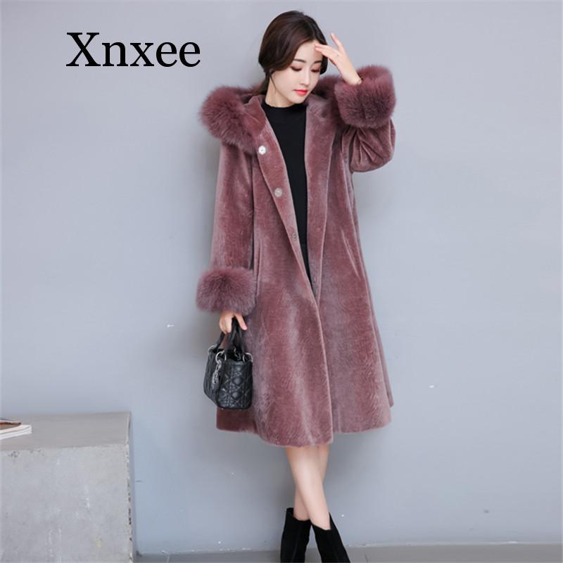 

Women' Fur & Faux 2021 Winter Plus Size Korean Style Furry Women Long Coat Elegant Streetwear Female, Green