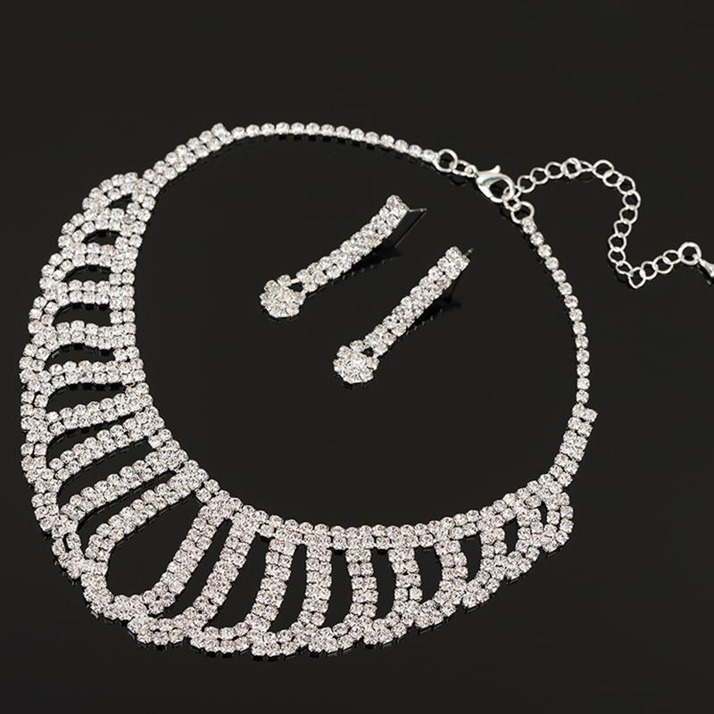 

Earrings & Necklace YFJEWE African Wedding Sets Gift For Party Women Full Rhinestone Bridal Jewelry Set N331, As pic